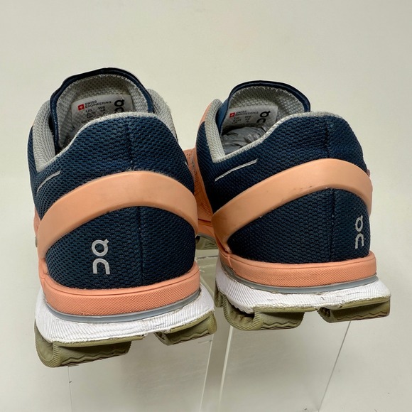 On Cloud Running Shoes Peach Navy Lace Up Athletic Sneakers Women's Size 8 - Picture 7 of 15